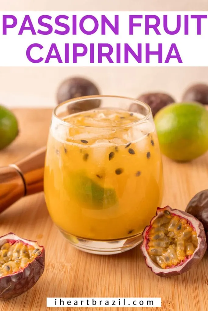 Passion fruit caipirinha Pinterest graphic