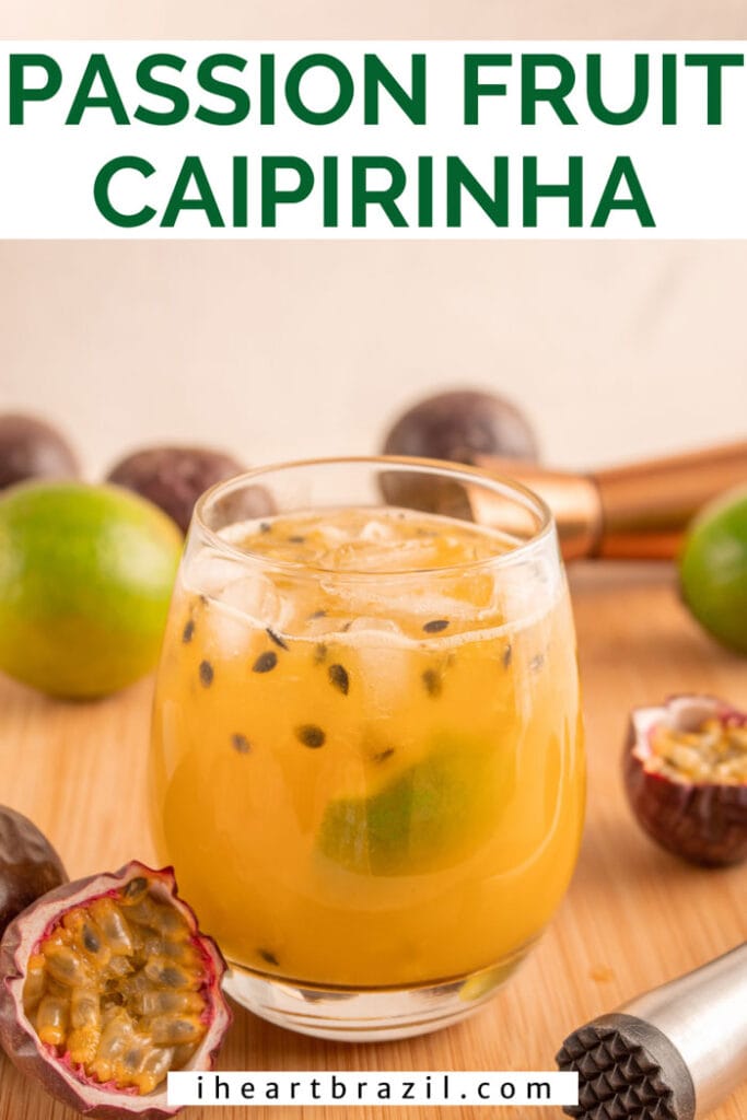 Passion fruit caipirinha Pinterest graphic