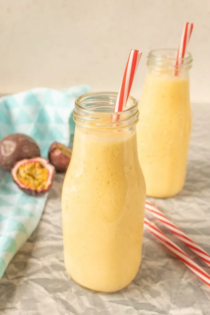 Tropical smoothie with mango and passion fruit