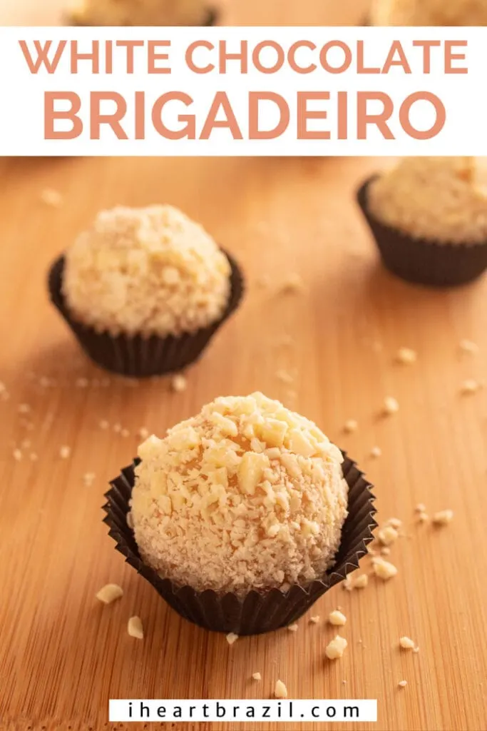 White chocolate brigadeiro Pinterest graphic