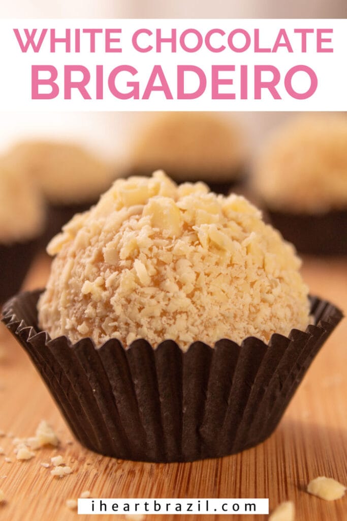 White chocolate brigadeiro Pinterest graphic