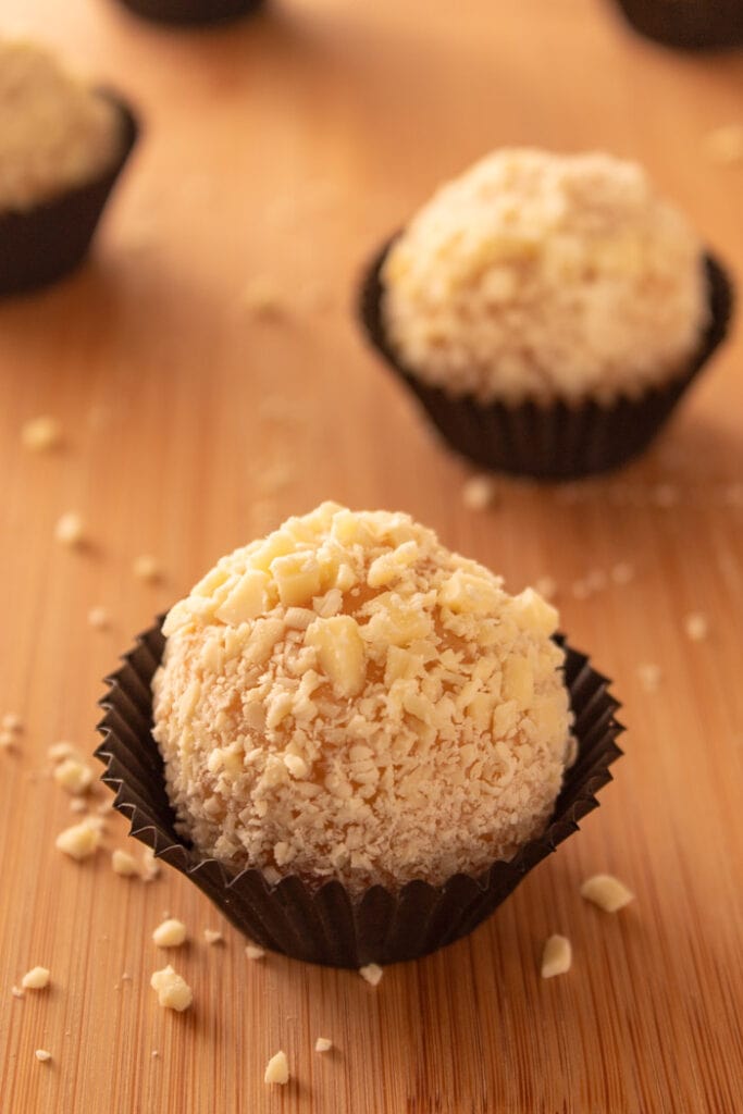 White chocolate brigadeiro truffles