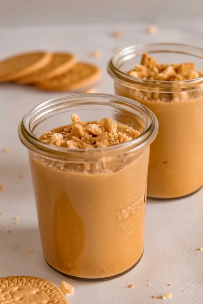 Glasses of Dulce de leche pudding
