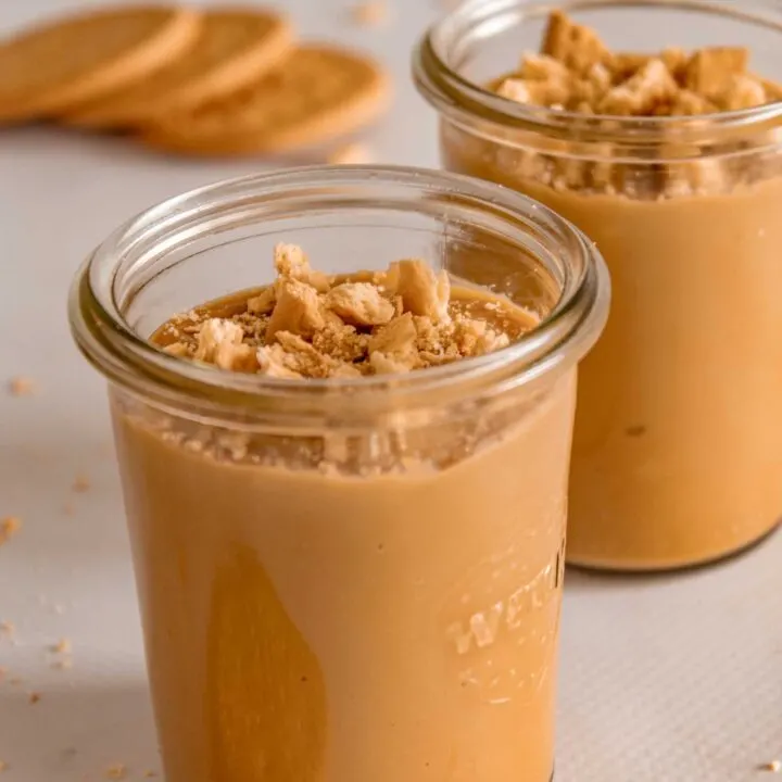 Glasses of Dulce de leche pudding