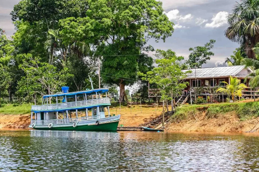 Wooden boat on the Amazon River, Brazil