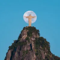 Moon behind Christ the Redeemer Statue