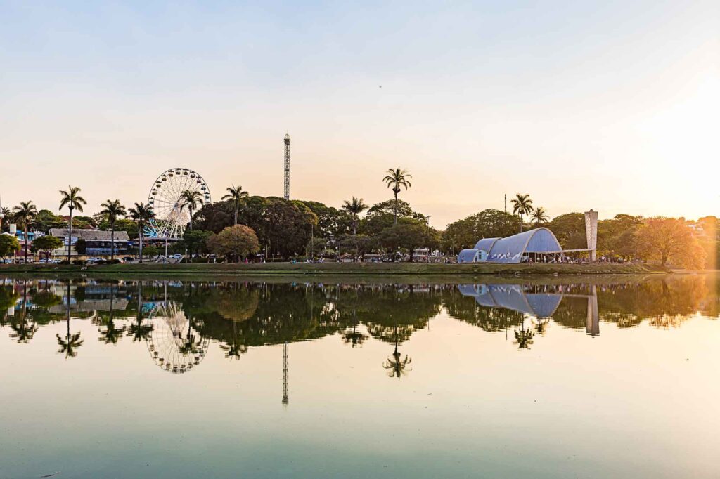 Catching the night lights at the Pampulha Lagoon is one of the best things to do in Belo Horizonte, Brazil