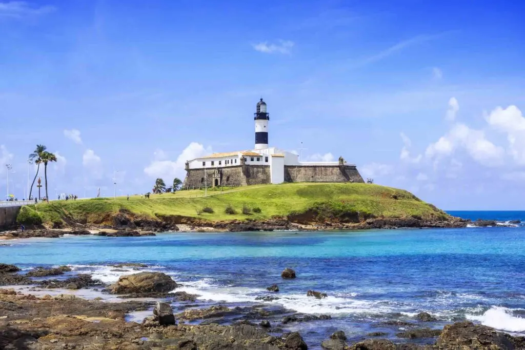 View of Farol da Barra lighthouse, Salvador da Bahia, Brazil