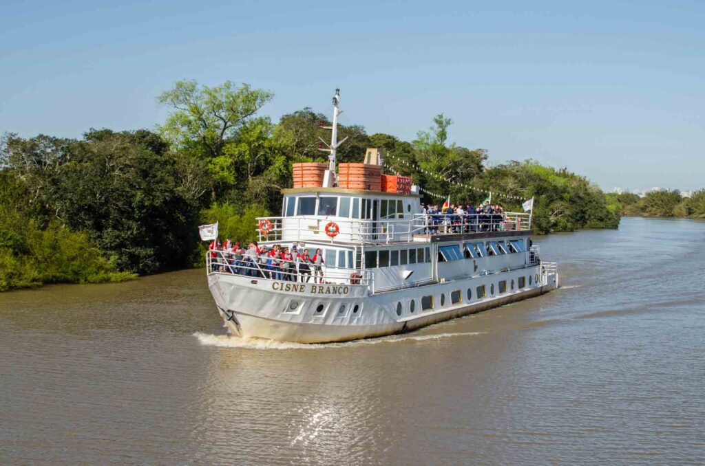 Taking a boat tour through the Guaíba River is one of teh best things to do in Porto Alegre, Brazil