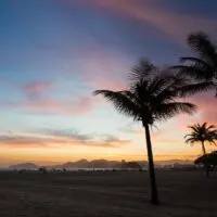 Sunset on Santos Beach, Brazil.