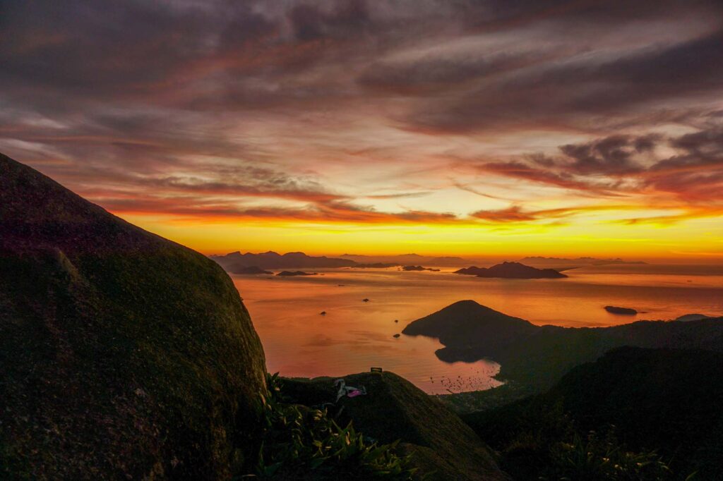 Sunset from Pico do Papagaio in Ilha Grande