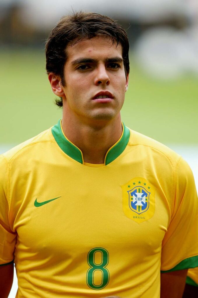 Kaka, a Brazilian soccer player, singer the Brazilian anthem