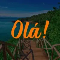 Text Ola, which means hello in Brazilian Portuguese